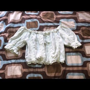 Off the Shoulder Mint Shirt